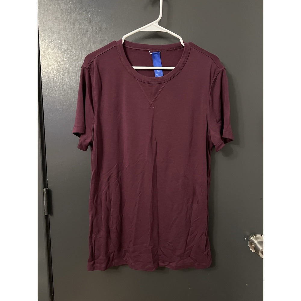 Kit and Ace Shirt Mens Sz M Maroon Crewneck Short Sleeve Plain Solid Basic